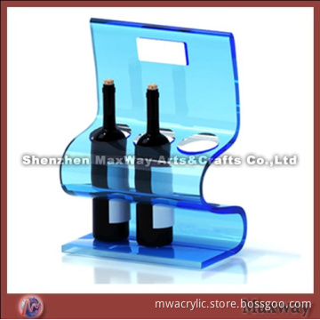 Blue Single Hot Selling Acrylic/Perspex Red Wine Display/Holder with Handle